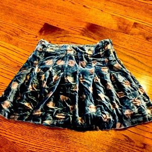 Boden velvet luxe teal skirt with gray polka dots